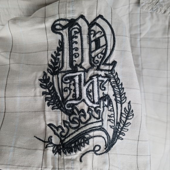 MICROS | plaid button pocket embroidered flat front shorts - Picture 3 of 8